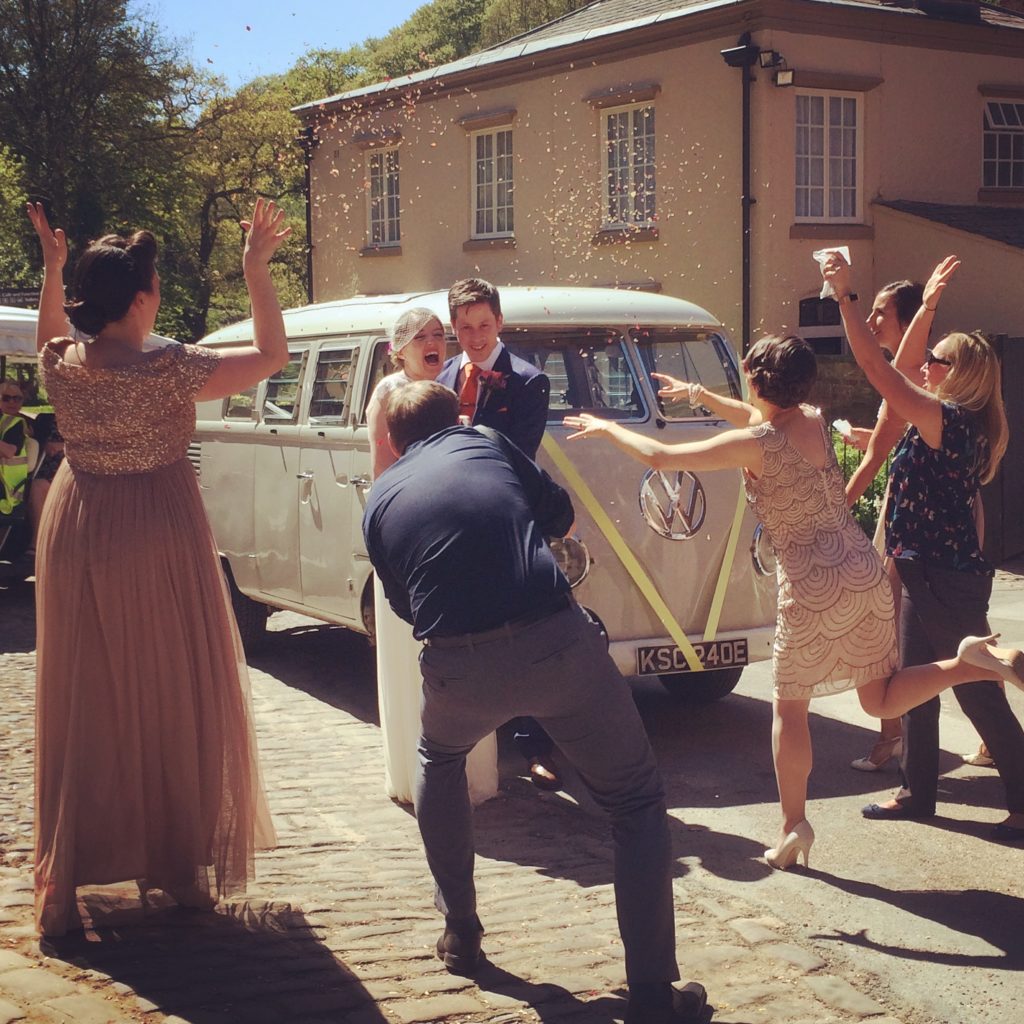 VW splitscreen camper van wedding cheshire